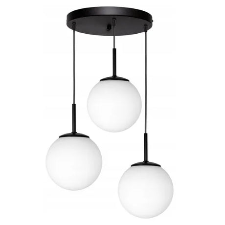 Hanglamp 3-lichts zwart wit voor eetkamer met ronde plaat
