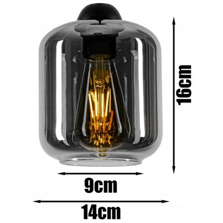 Industriële hanglamp zwart rookglas boven eettafel