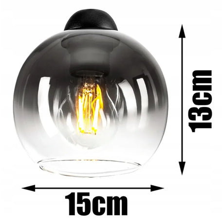Plafondlamp industrieel met glazen fade bolkappen