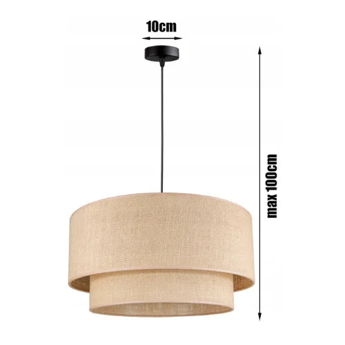 Hanglamp stoffen kap zwart goud voor eetkamer