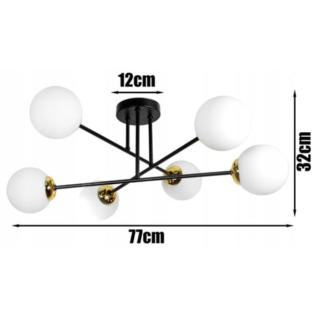 Plafondlamp industrieel zwart met witte bollen woonkamer