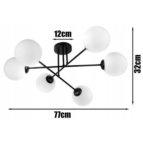 plafondlamp industrieel zwart 6-lamps voor woonkamer