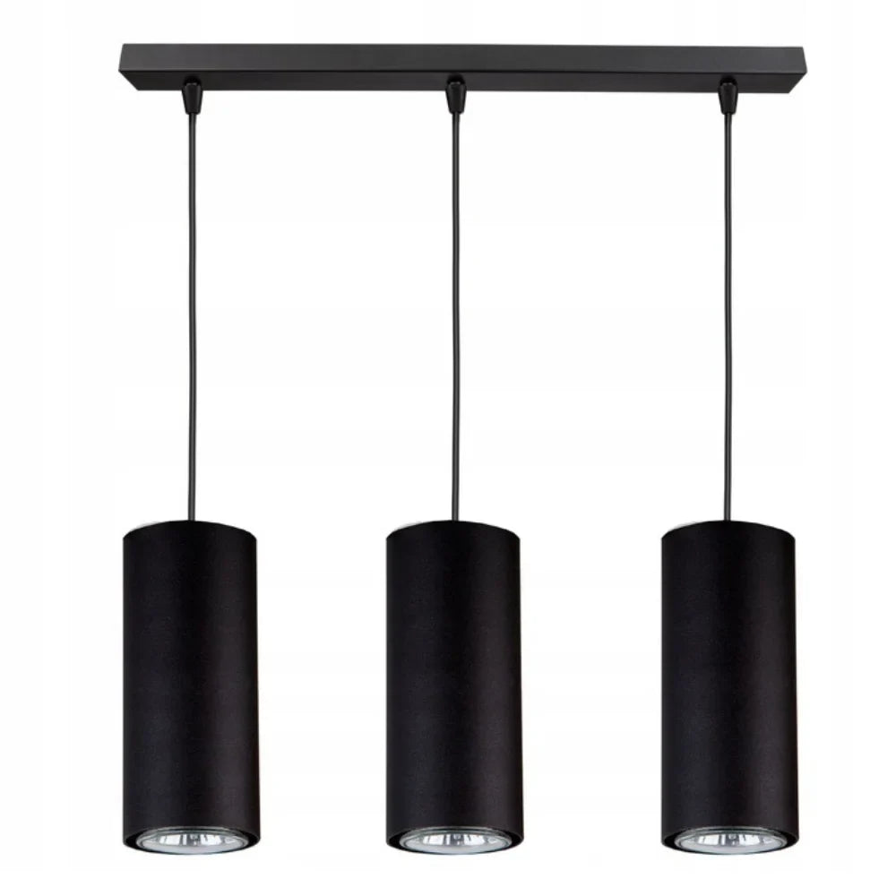 langwerpige hanglamp zwart industrieel 3-lichts eettafel