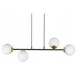 Witte bol hanglamp zwart goud met 4 lampen boven eettafel