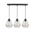 Hanglamp 3-lichts zwart met draadkappen voor woonkamer