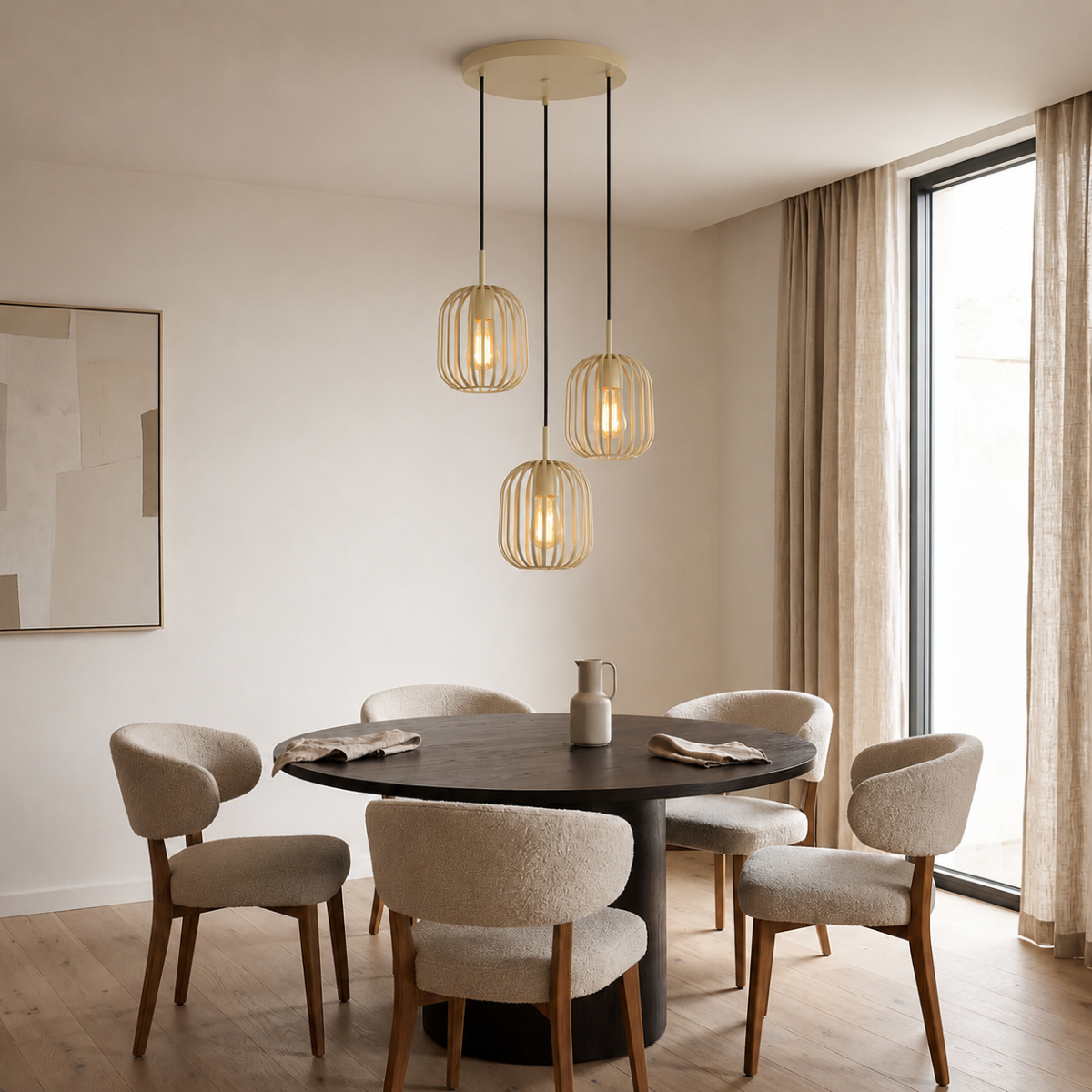 Pendelleuchte - Beige - 3-flammig - Wohnzimmer - Esszimmer - Nova