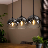 Hanglamp Zwart met Fade Glas – 3-Lichts Langwerpig | Monari