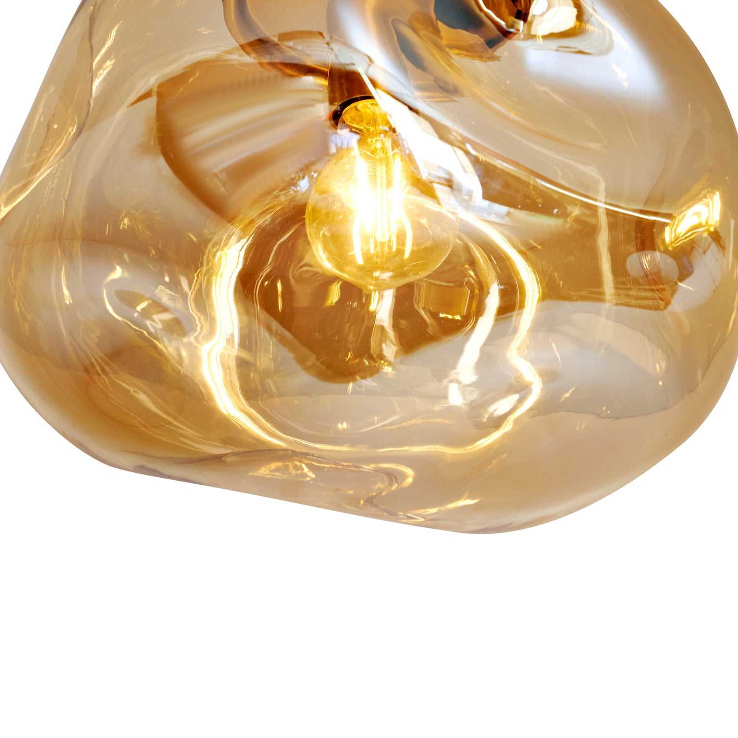 Glazen Plafondlamp Goud met Amberglas – Marly