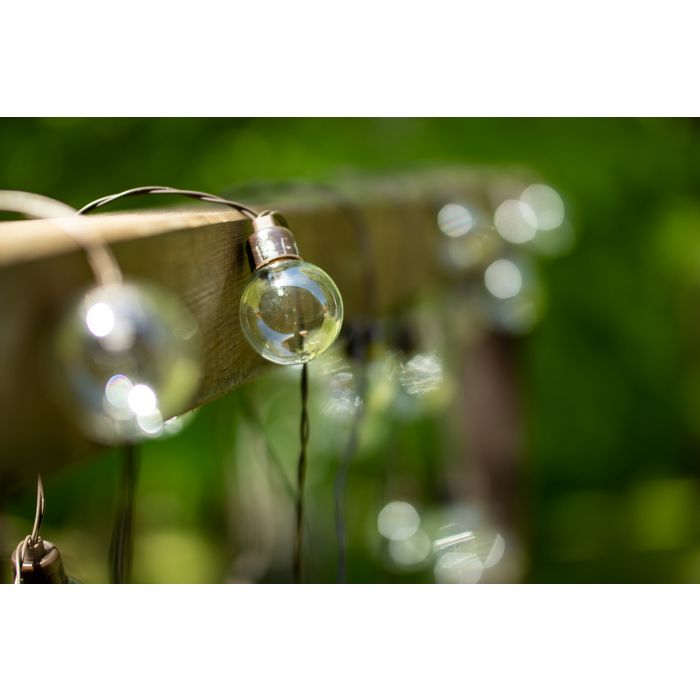 Solar-LED-Lichterkette mit Kugeln, 7,5 m – Warmweißes Licht (3000K) | Solar-Gartenbeleuchtung