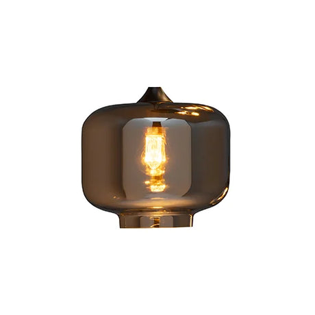 Hanglamp 5-Lichts rookglas industrieel zwart eettafel