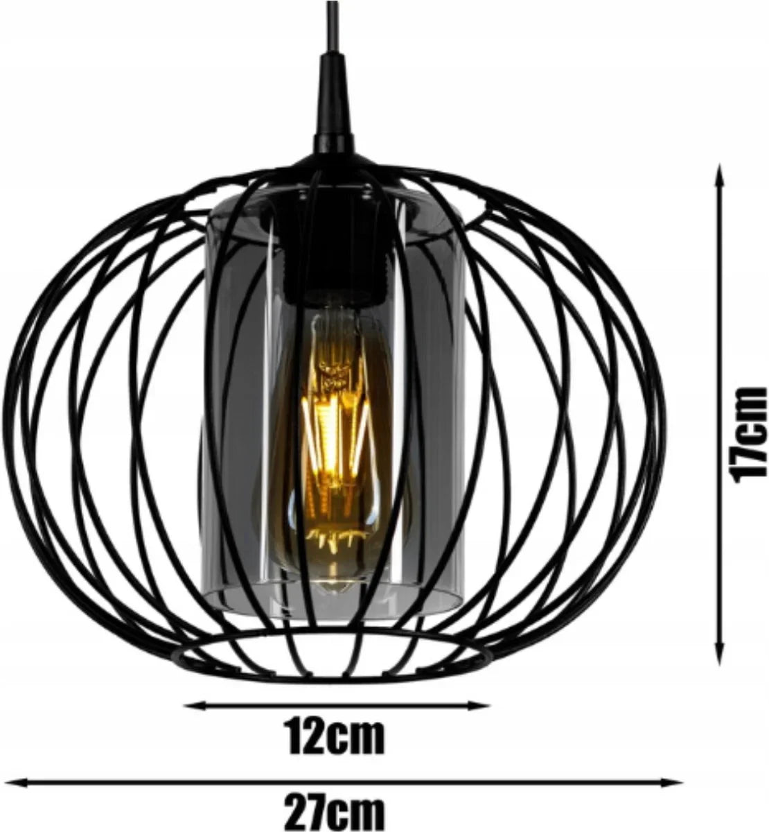 hanglamp industrieel rookglas eettafel plafondlamp