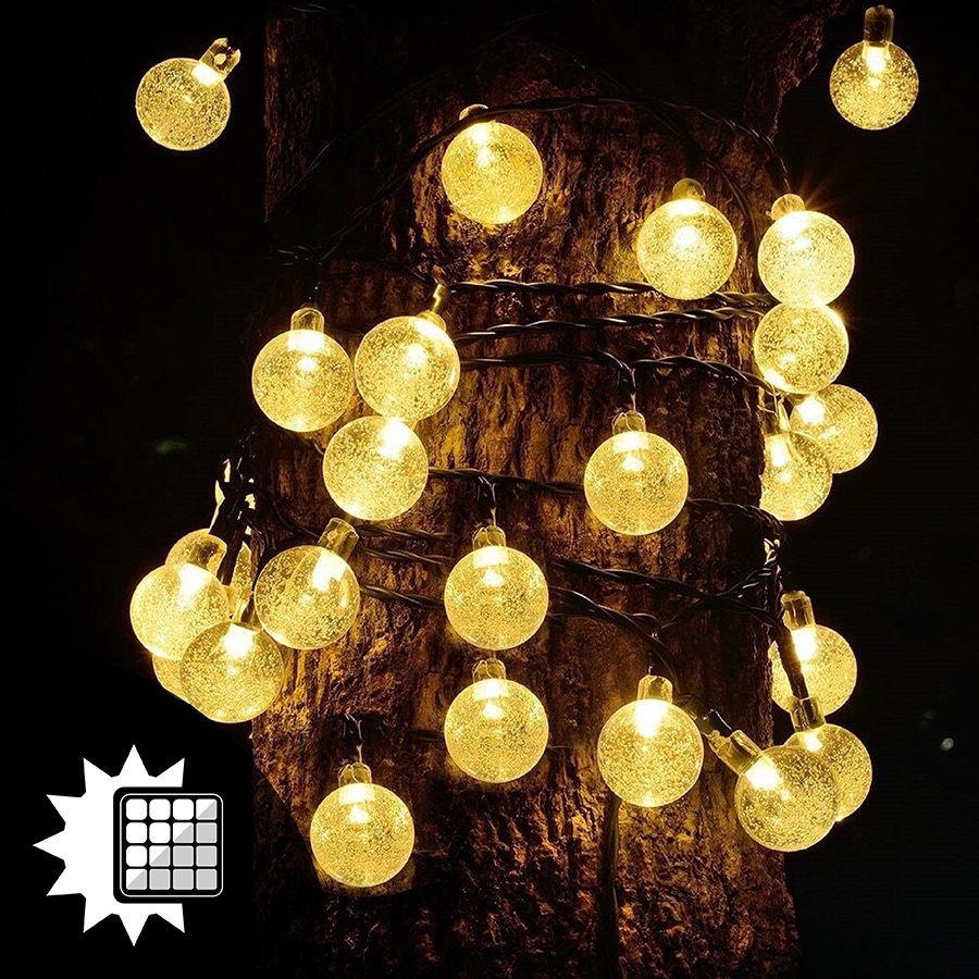 Gartenlichterkette – 100 LED-Kugeln – 21,8 m – Warmweiß 3000K – Dekorativ & Wetterfest