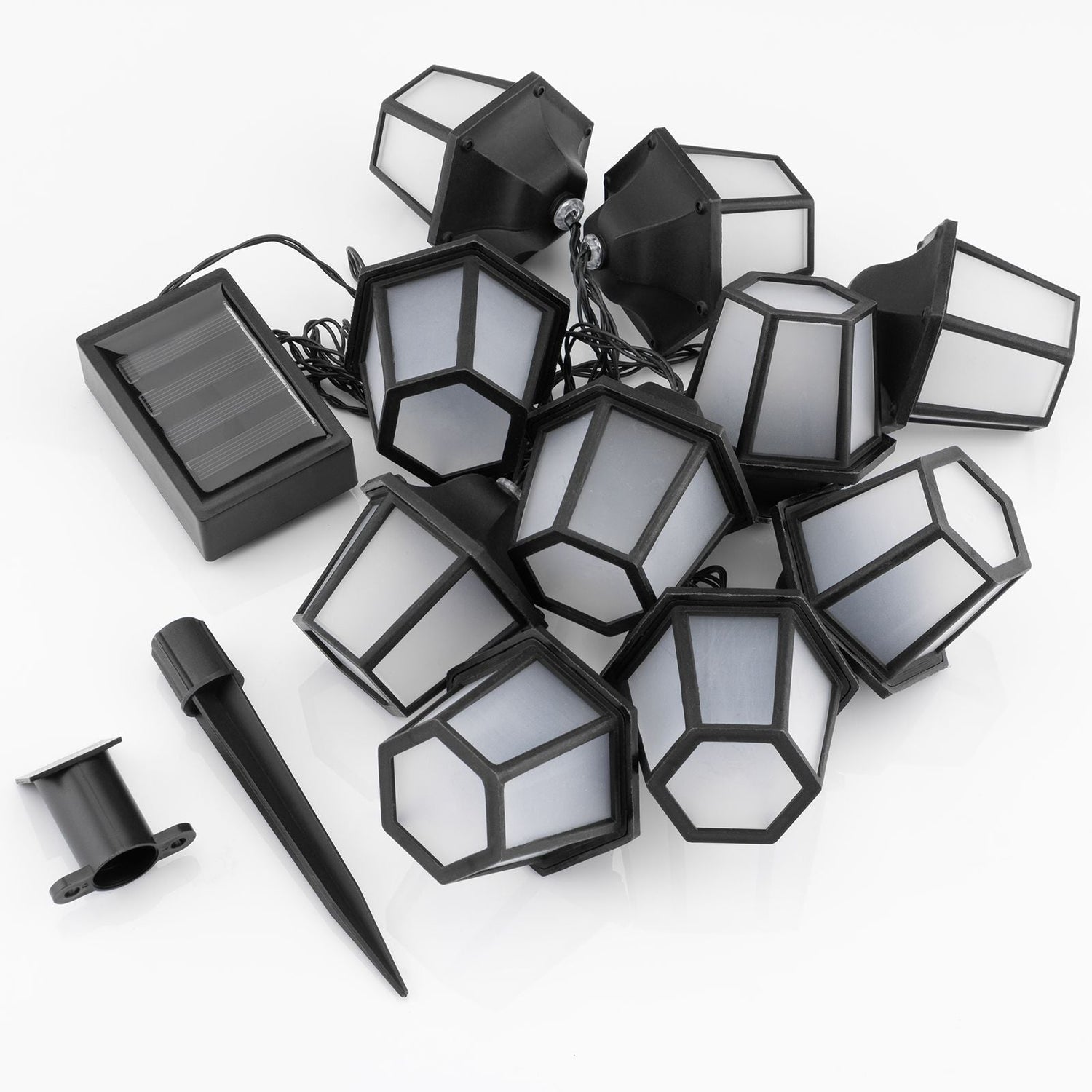 10 LED-Laternen – 3,8 m – Warmweiß 3000K – Dekorativ & Wetterfest