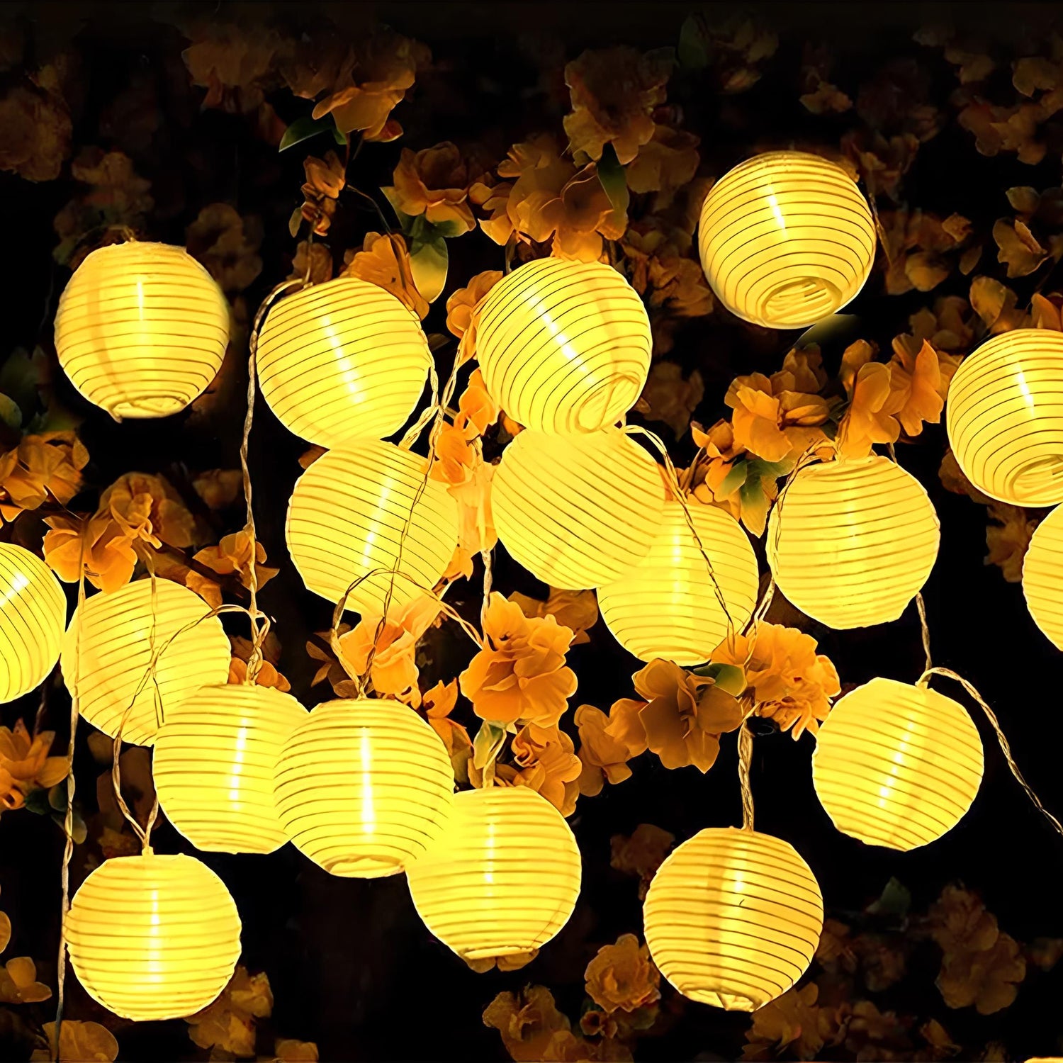 Solar-Gartenlichterkette – 20 LED-Laternen – 7,59 m – Warmweiß 3000K