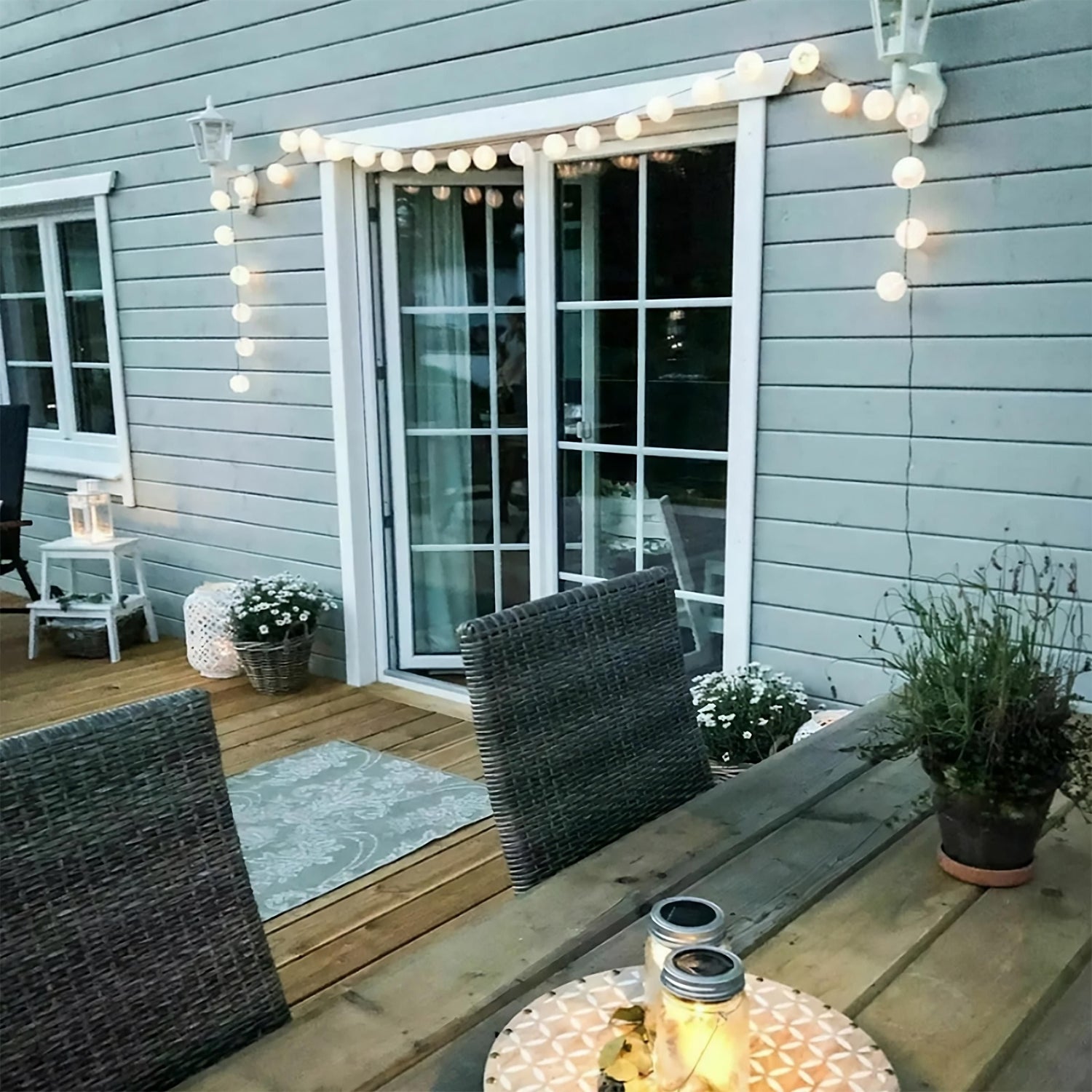 Solar-Gartenlichterkette – 20 LED-Laternen – 7,59 m – Warmweiß 3000K