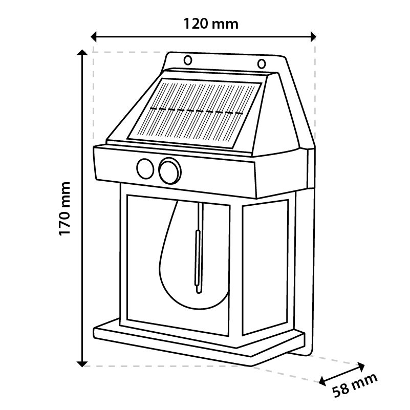 Solar-LED-Wandleuchte – Außenwandleuchte 3000K, IP44 mit Bewegungs- und Dämmerungssensor