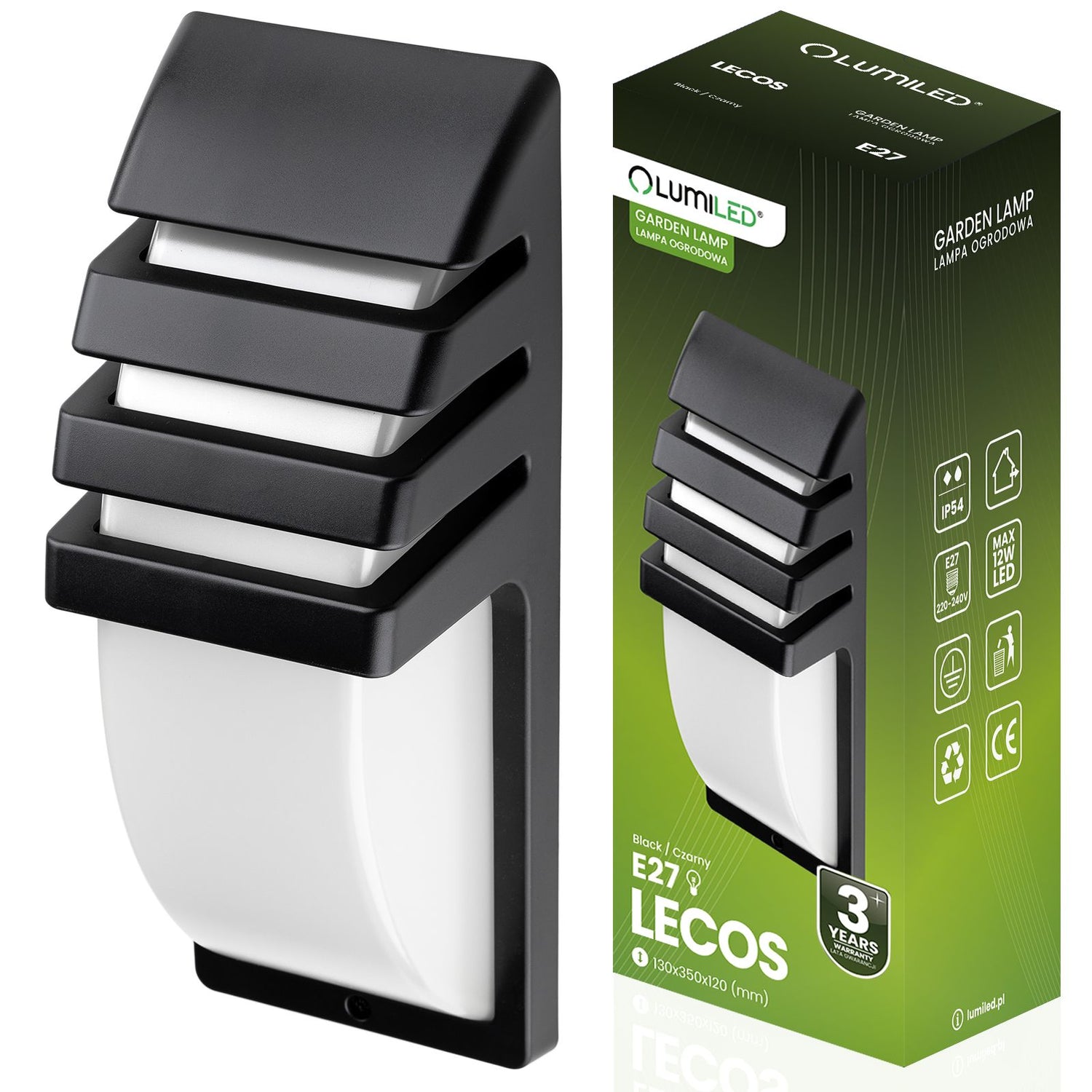 LED-Gartenwandleuchte 35 cm – Außenbeleuchtung mit E27-Fassung