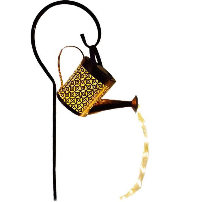 Solar-LED-Gartenleuchte – Gießkannendesign, Kupferfarbe, IP44, 3000K warmweiß