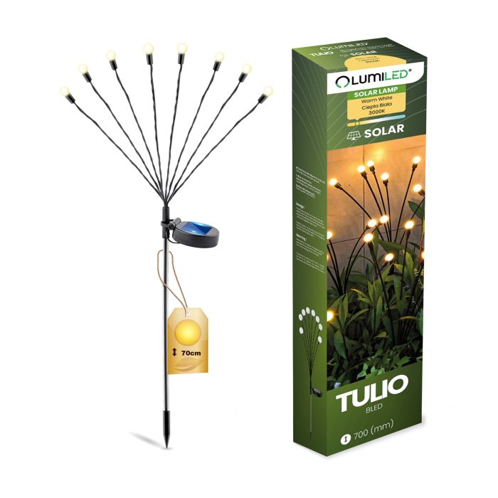 Solar-Gartenleuchte – Löwenzahndesign mit Lichtkugeln, 70 cm, IP44, 3000K warmweiß