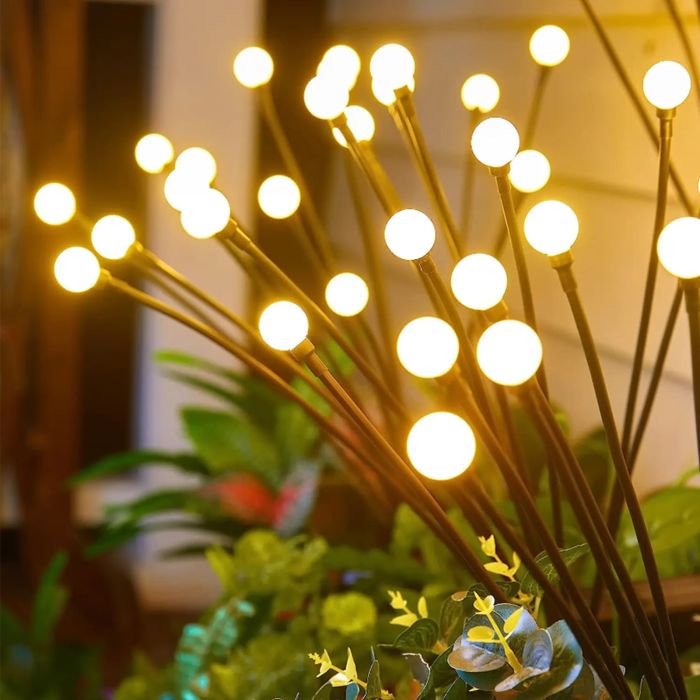 Solar-Gartenleuchte – Löwenzahndesign mit Lichtkugeln, 70 cm, IP44, 3000K warmweiß