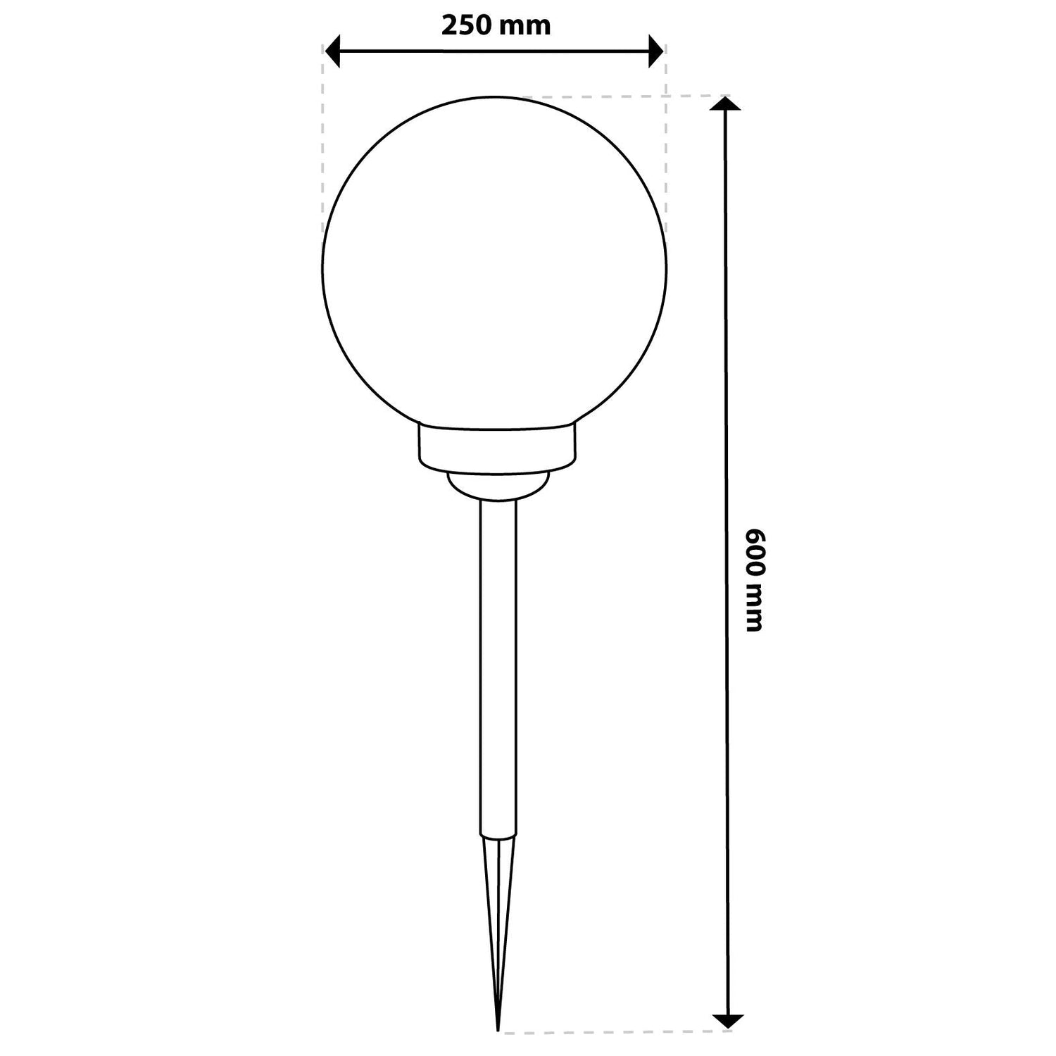 Solar-LED-Gartenleuchte – Weiße Kugel 25 cm – Bodenmontage – Farbwechsel