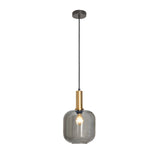 Pendelleuchte Messing mit Rauchglas