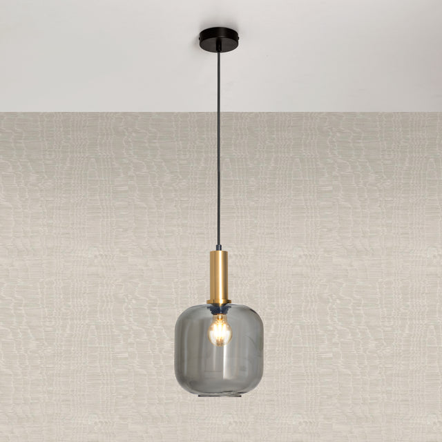 hanglamp messing smoke glas