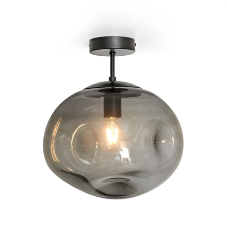 Glazen Plafondlamp Zwart met Smoke glas – Marly