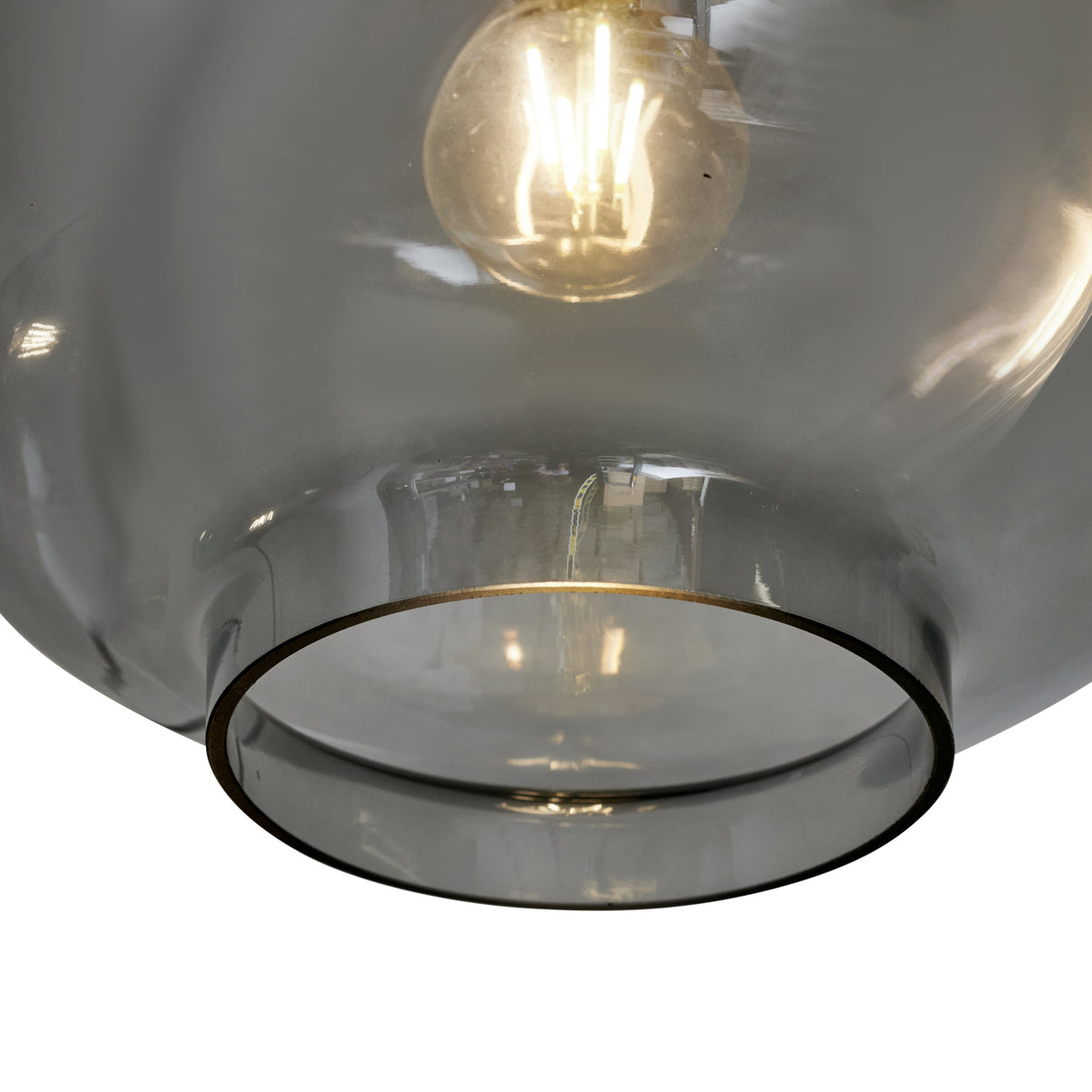 Pendelleuchte – 3-flammig, Mix aus Rauchglas, Industrial-Stil, Schwarz, für Wohn- & Esszimmer