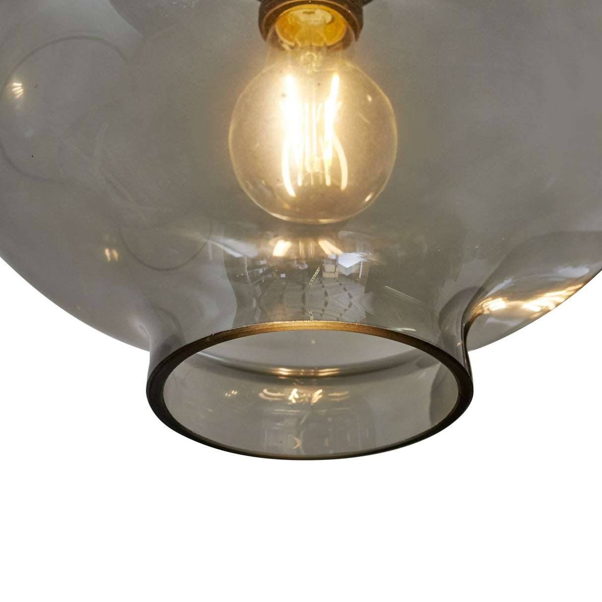 Pendelleuchte – 3-flammig, Mix aus Rauchglas, Industrial-Stil, Schwarz, für Wohn- & Esszimmer