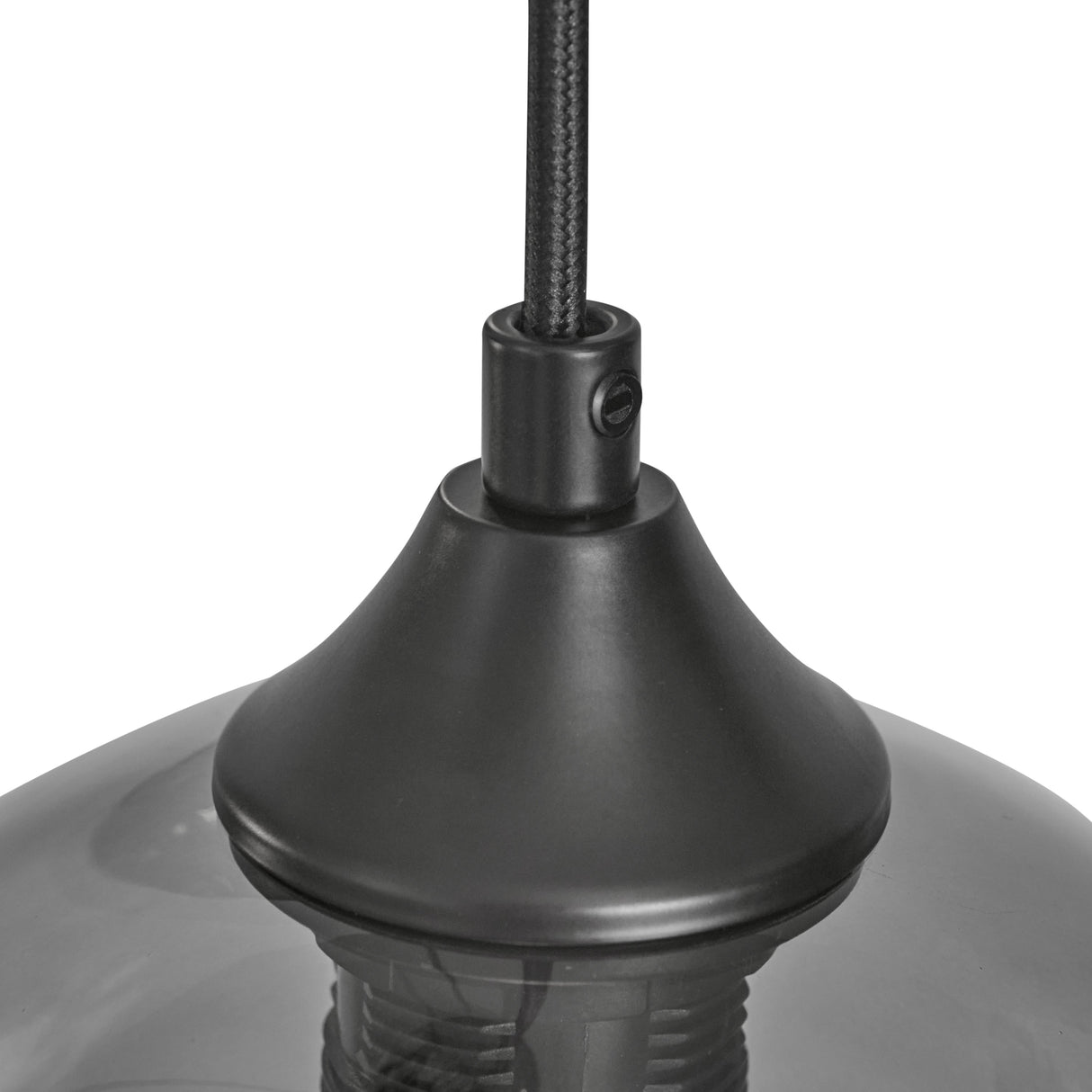Pendelleuchte Industrial – 3-flammig, Rauchglas-Kugeln, Schwarz/Grau, für Wohn- & Esszimmer
