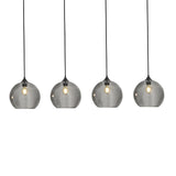 Hanglamp Zwart met Smoke Glas – 4-Lichts Langwerpig | Xavi