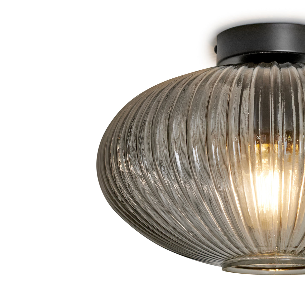 Design-Deckenleuchte rund mit Rauchglas