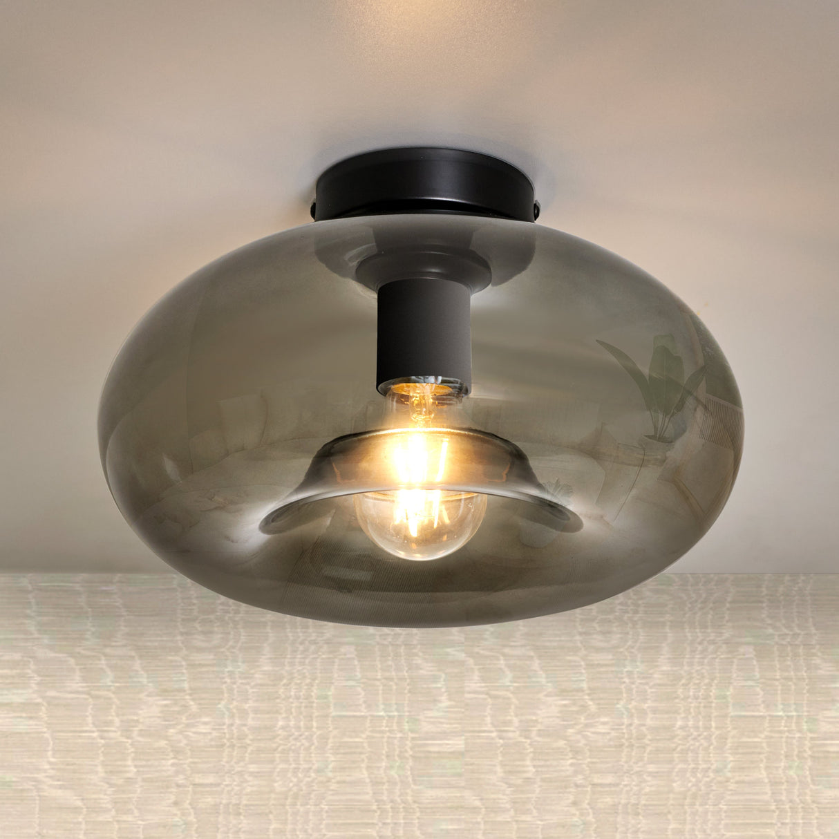Design-Deckenleuchte Art Deco Schwarz Rauchglas