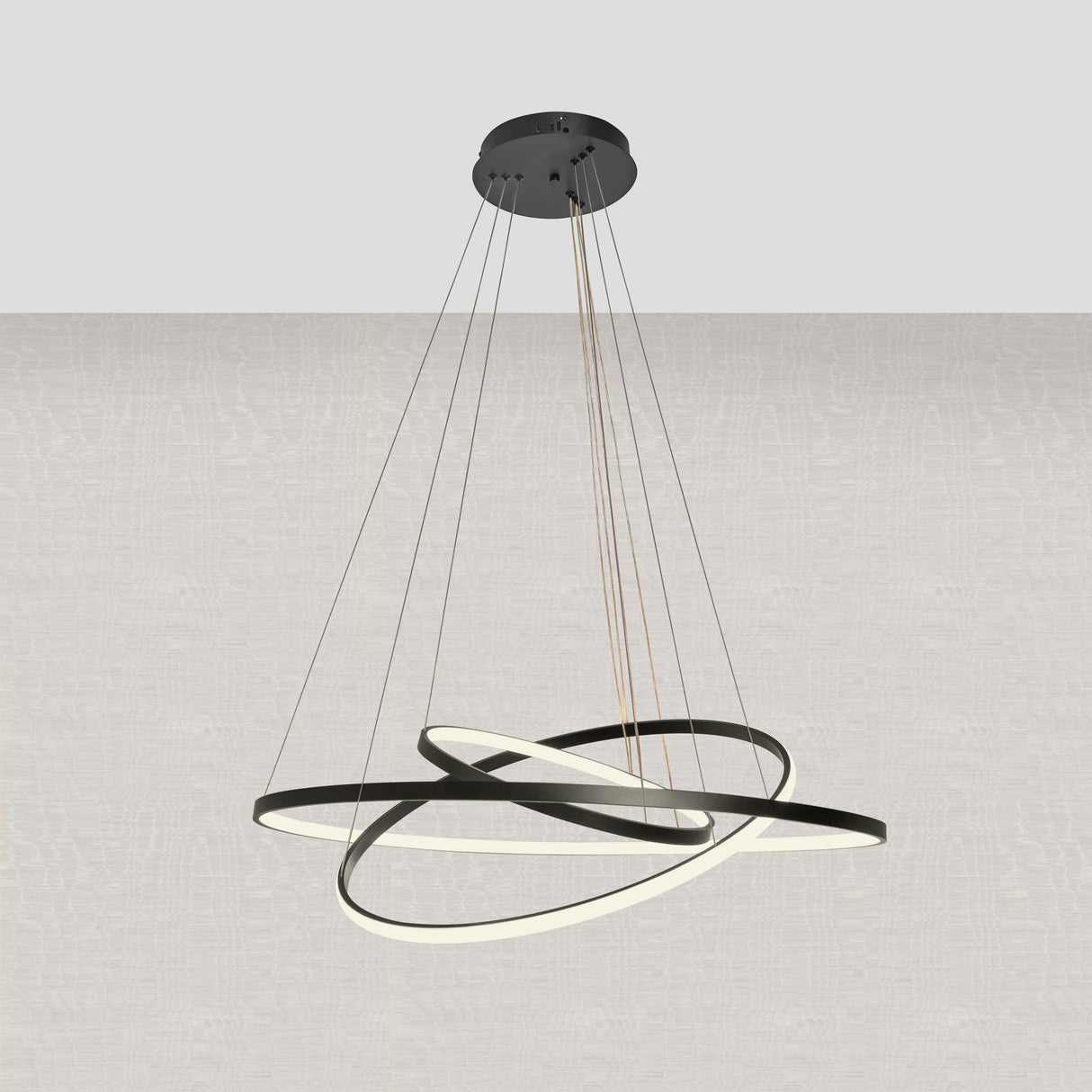 Design Pendelleuchte Schwarz – Dimmbar LED – Drei Ringe – Höhenverstellbar – Esszimmer – Wohnzimmer