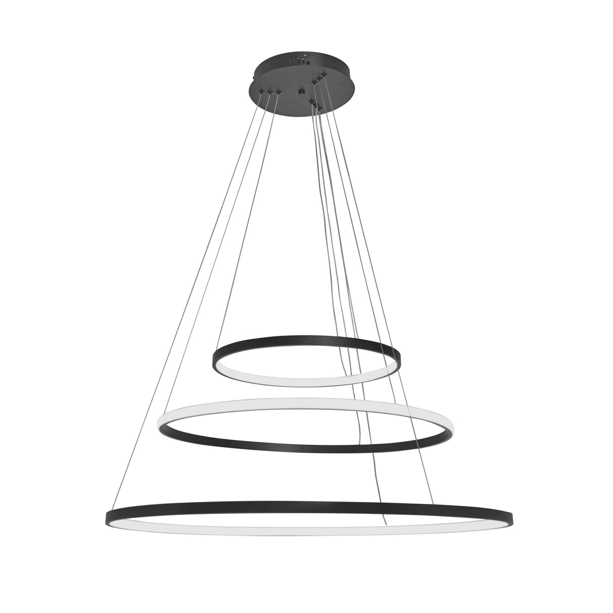 Design Pendelleuchte Schwarz – Dimmbar LED – Drei Ringe – Höhenverstellbar – Esszimmer – Wohnzimmer