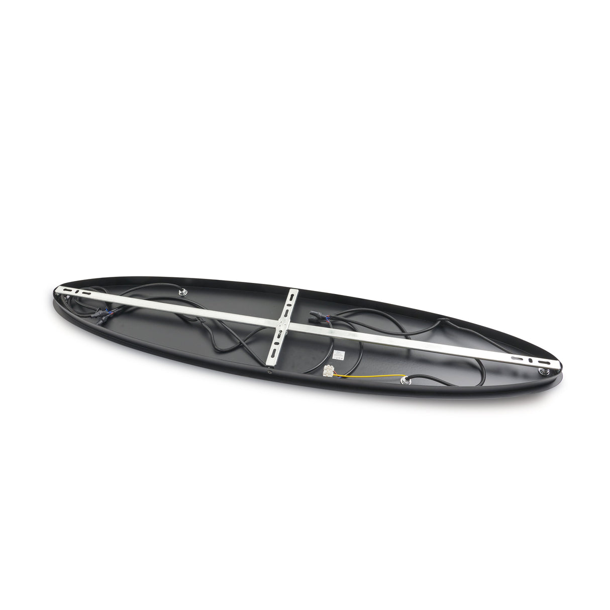 Pendelleuchte oval, schwarz mit goldfarbenen Akzenten und Smoke-Glas, 5-flammig